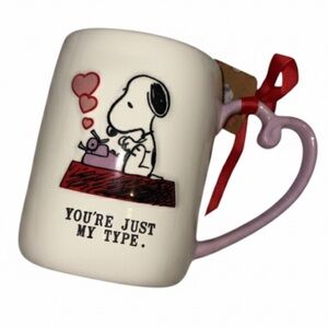 Rae Dunn Peanuts Snoopy Valentine’s Mug “You’re Just My Type” Purple NWT